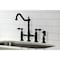 Kingston Brass KS1270PKLBS Duchess Bridge Kitchen Faucet W/ Brass Sprayer, Matte Black KS1270PKLBS - alternate 4